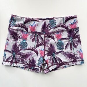 IAB Mfg Pineapple Palm Tree No Ride Athletic Shorts Womens Small Purple